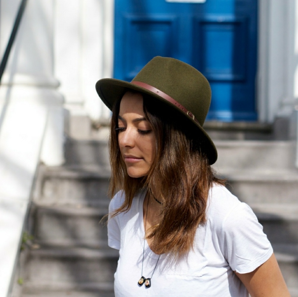 Dark green felt hat